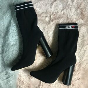 New Aldo black sock heel boots